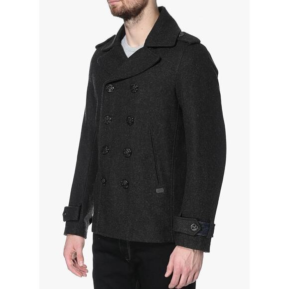 Diesel Men's W-Champ Double-Breasted Wool-Blend Coat Charcoal Black Size Large - Picture 5 of 16